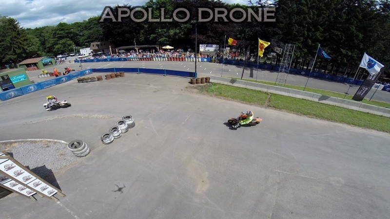 Vue aérienne des essais du supermotard filmés en drone, Belgique