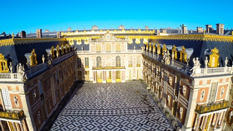 Versailles photo aérienne Entrée principale du château drone professionnel