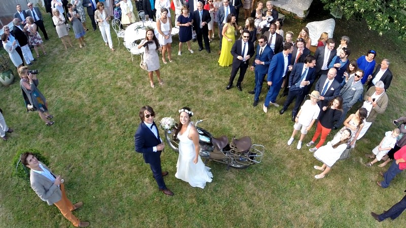 Vue aérienne en drone du mariage de Pascaline et Benjamin