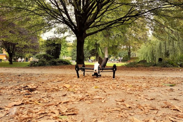 DJI Inspire prêt à décoller dans le parc de Clichy